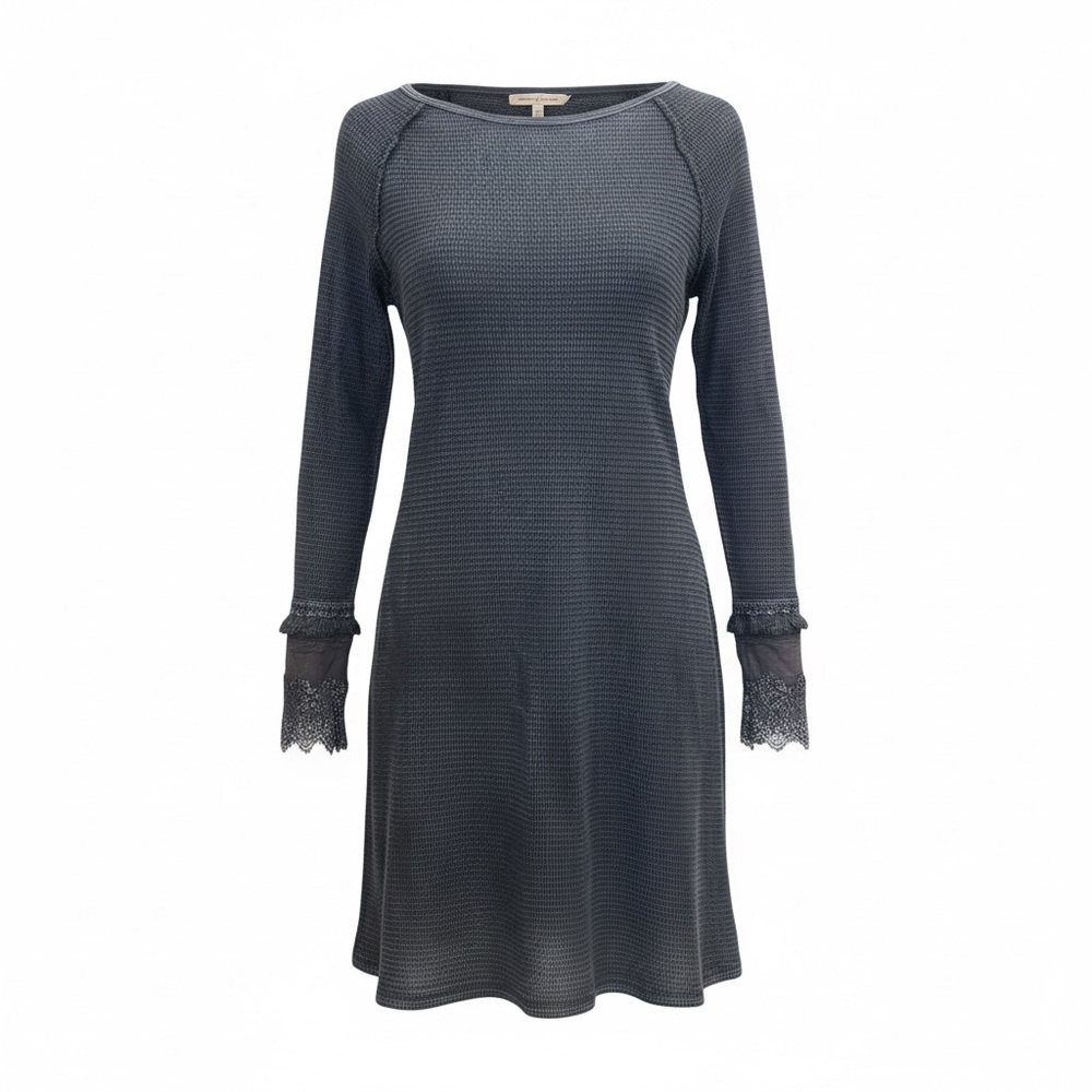 Able Waffle Knit Dress Size Medium Lace Cuff Long Sleeve